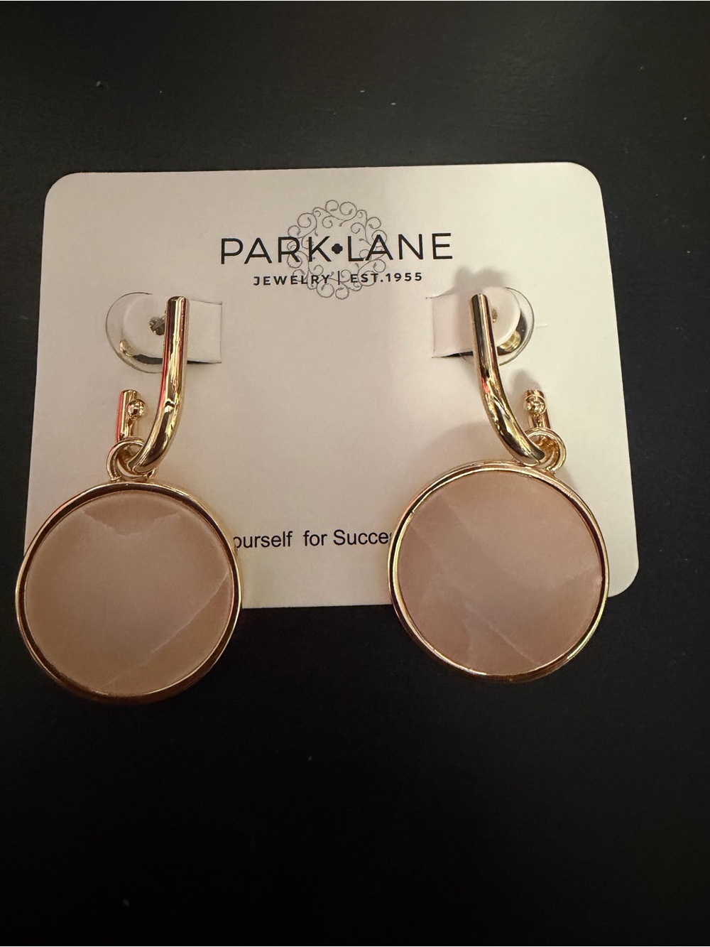 Park Lane Gold-Tone Blush Pink Round Drop Earrings